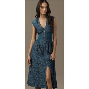 Anthropologie The Tommie Cap-Sleeve Front-Zip Shirt Dress Lace Size XS